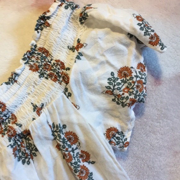 Exhilaration Bohemian Fringe Hem Peasant Blouse Size Medium Short Sleeve Resale - Picture 2 of 16